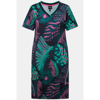 Ulla Popken  Jersey-Midikleid, Palmen, A-Linie, V-Ausschnitt, Halbarm 