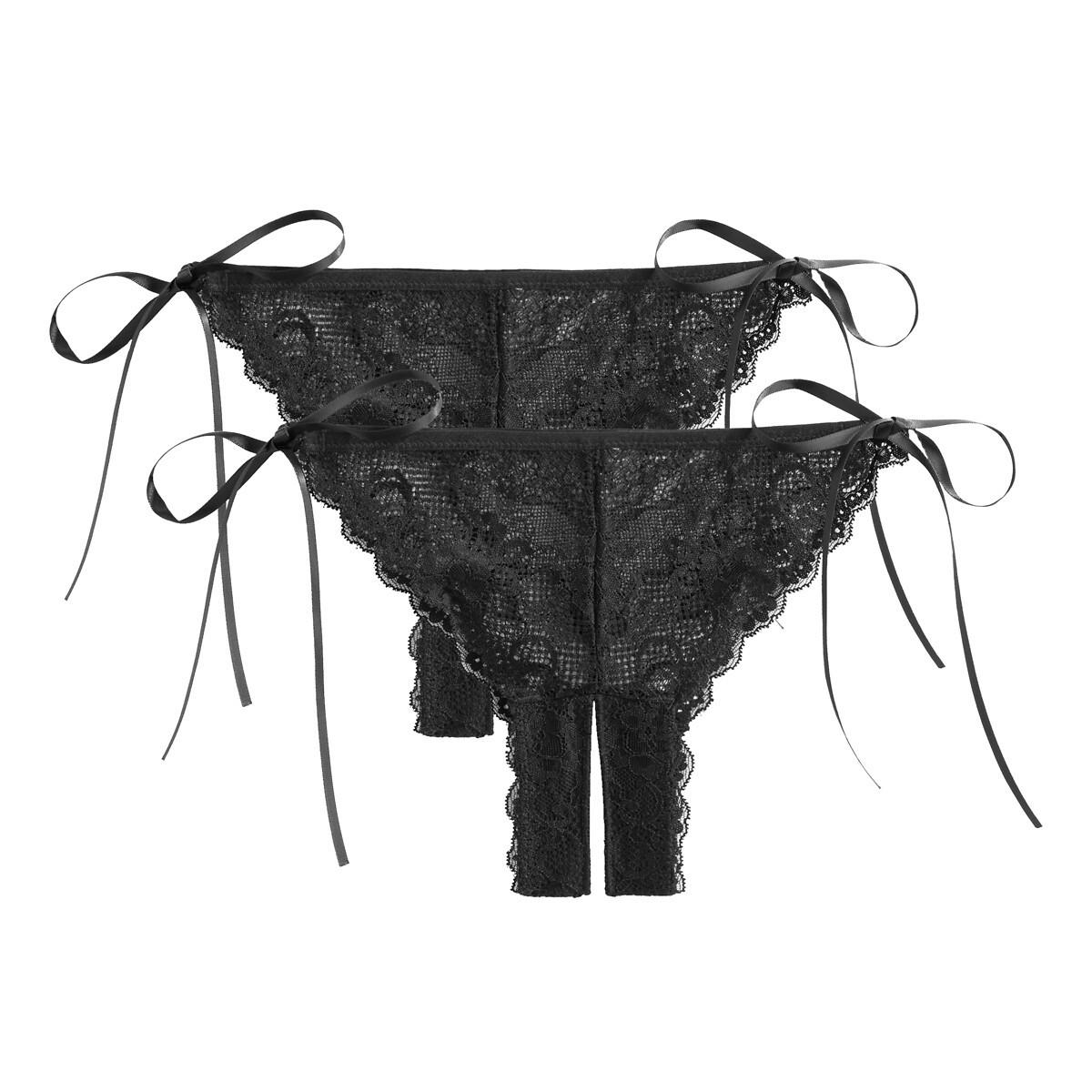 Image of 2er-pack String Ouvert Aus Spitze Unisex Schwarz 46