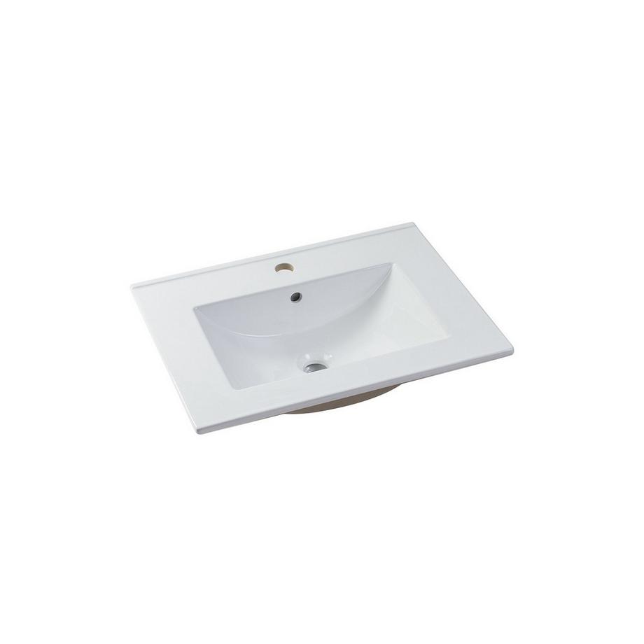 Vente-unique Meuble de salle de bain suspendu avec vasque à encastrer et miroir - Placage chêne - 60 cm - MILIPAM  