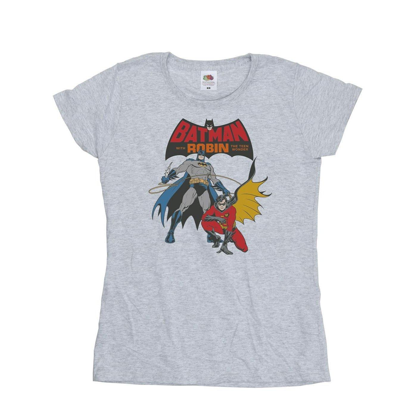 Image of Batman And Robin Tshirt Damen Grau S