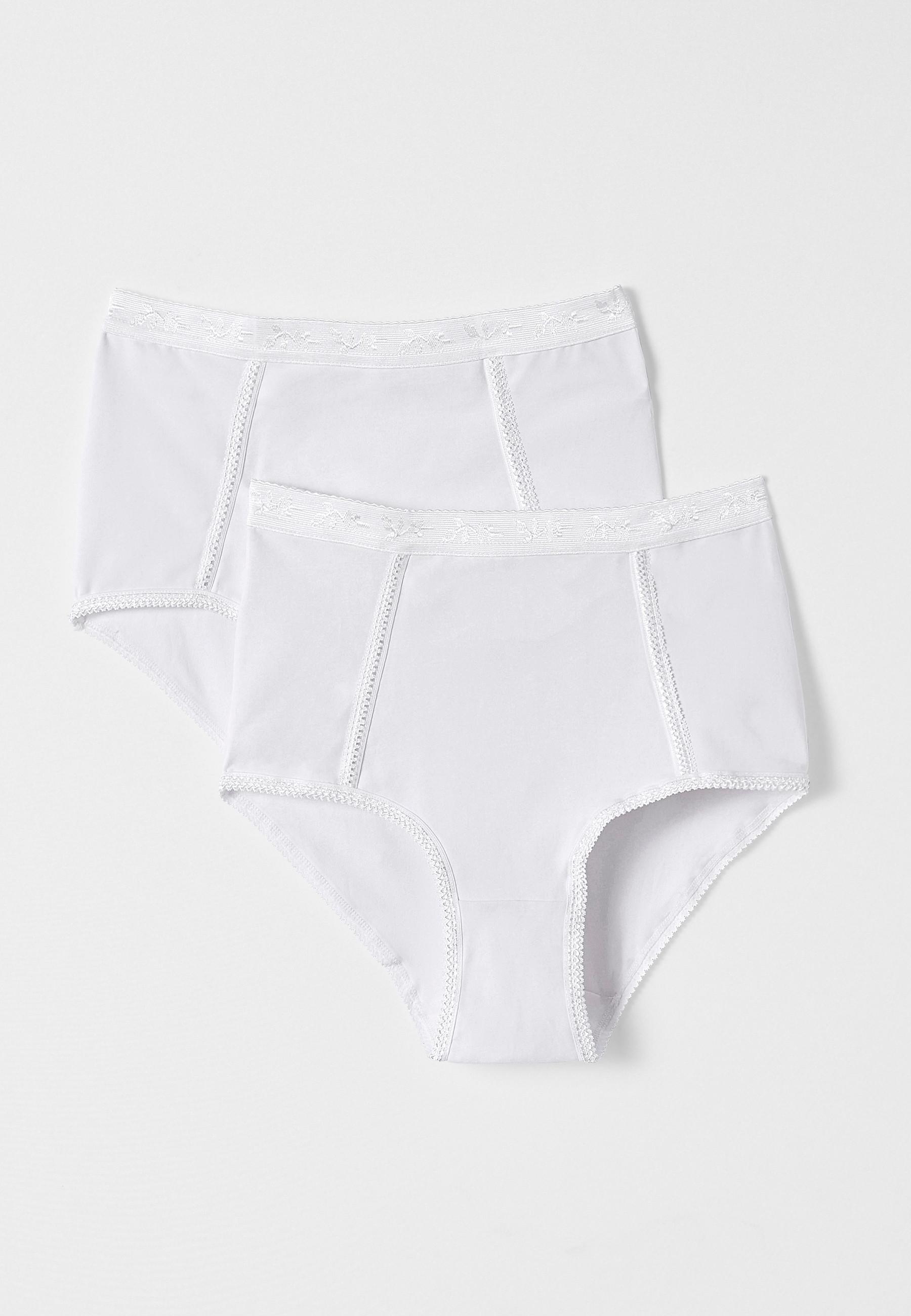 Image of 2er-set Bauch-weg-slips Aus Baumwollstretch. Unisex Weiss 42/44