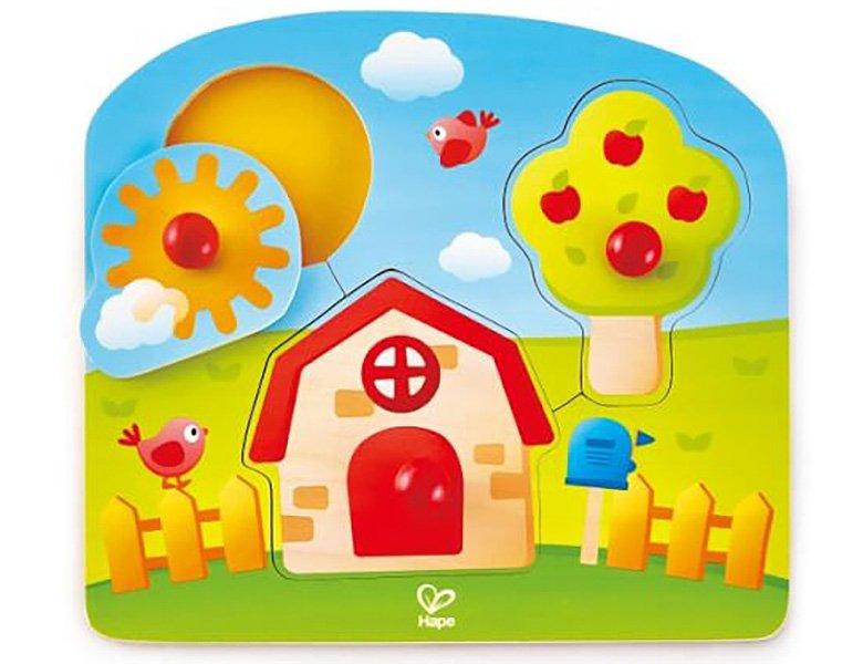 Hape  Puzzle Knopfpuzzle Zuhause (4Teile) 