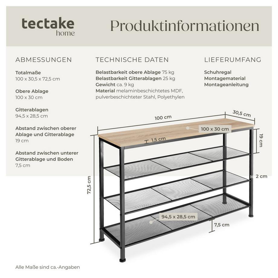 Tectake Scarpiera Portsmouth stile industriale  