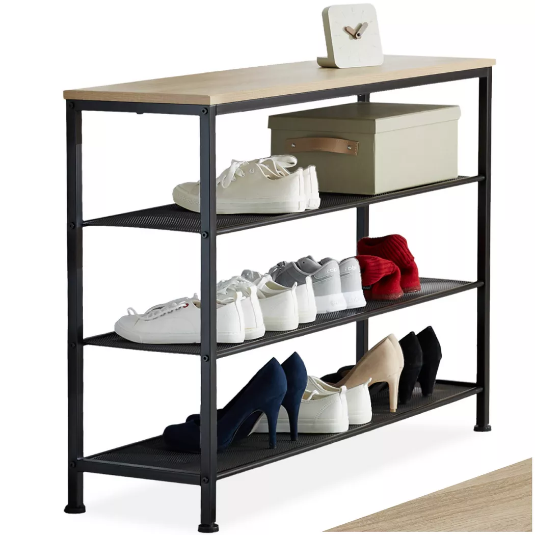 tectake® Schuhregal, Industrial Style, Ablage und 3 Gitterablagen, 100 x 30,5 x 72,5 cm