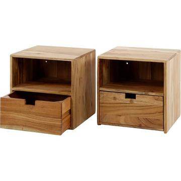 Comodino Flat acacia naturale (set di 2)