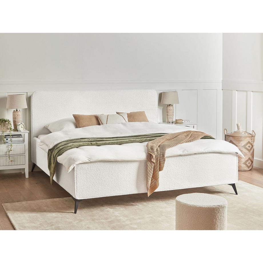 Beliani Bett mit Lattenrost aus Bouclé  VALOGNES  