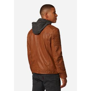 RICANO  Giacca in pelle da uomo 12815 Hood, stile biker con cappuccio removibile 