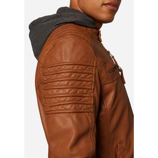 RICANO  Veste en cuir pour homme 12815 Hood, style motard avec capuche amovible 