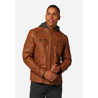 RICANO  Veste en cuir pour homme 12815 Hood, style motard avec capuche amovible 