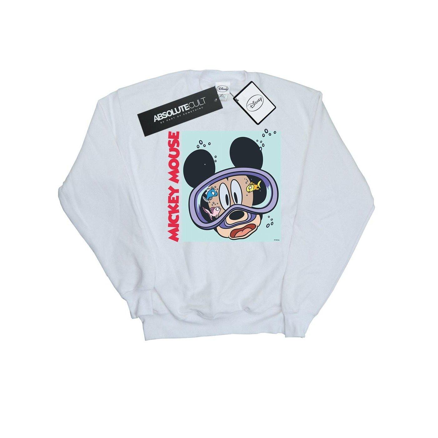 Image of Mickey Mouse Under Water Sweatshirt Herren Weiss 3XL