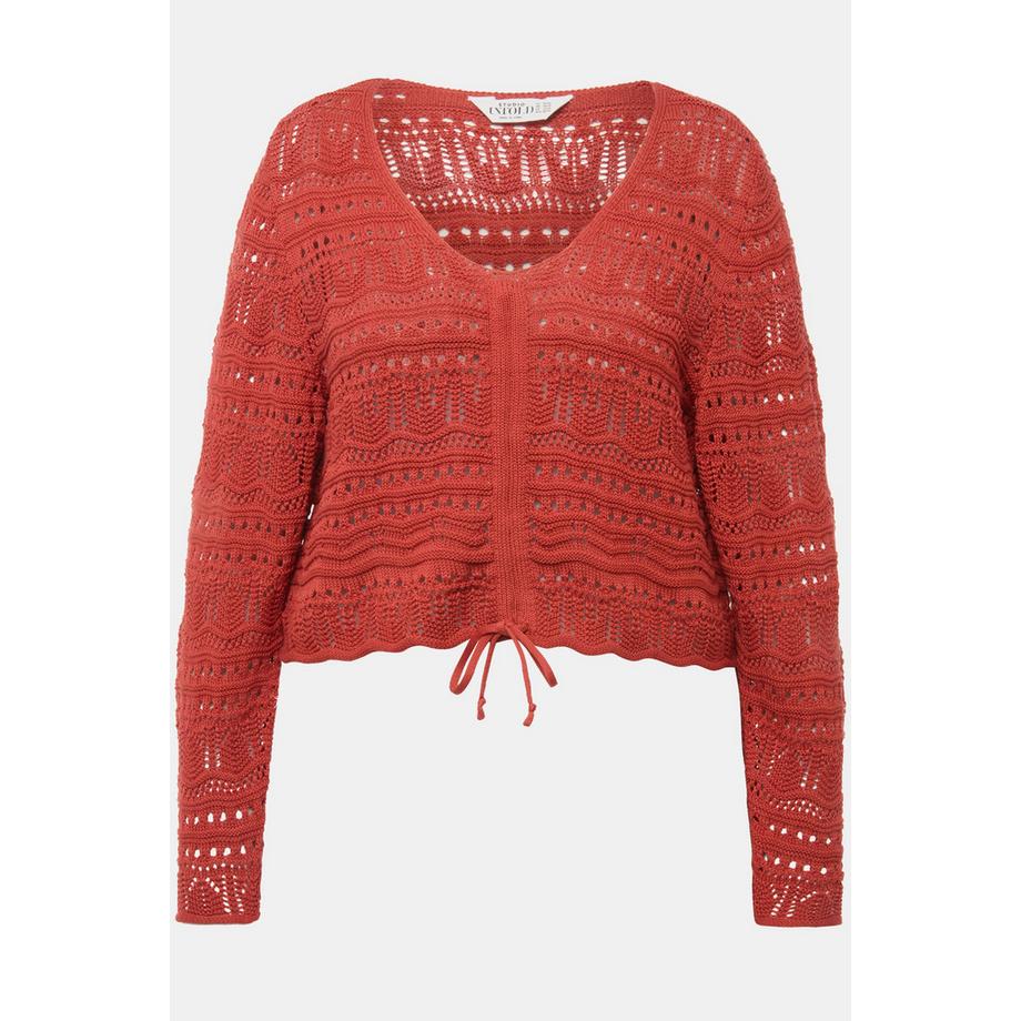 Studio Untold Maglione Ajour Taglio Ampio con Fascia Arricciata Orlo a Onde Maniche Lunghe  