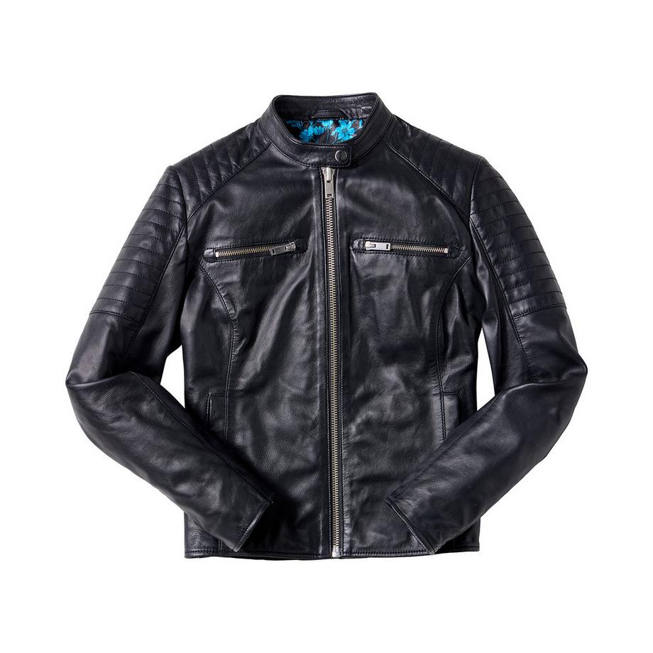 Joe Browns Klassische Bikerjacke Gesteppte Lederärmel  