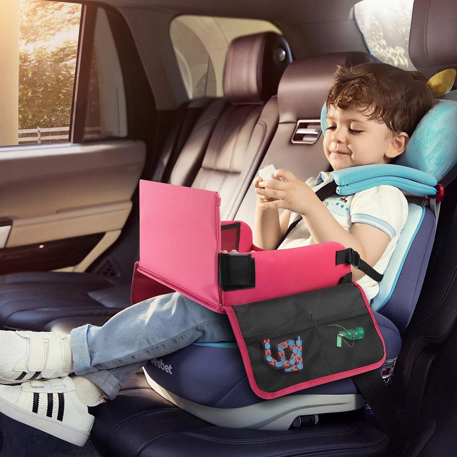 Activity-board  Table de voyage à genoux pour enfants avec planche à dessin effaçable et 6 crayons de couleur pour jouer et manger Table de jeu Table de siège de voiture pour poussettes, landaus, voiture, avion, train 