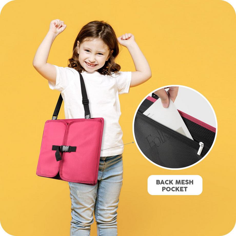 Activity-board  Table de voyage à genoux pour enfants avec planche à dessin effaçable et 6 crayons de couleur pour jouer et manger Table de jeu Table de siège de voiture pour poussettes, landaus, voiture, avion, train 