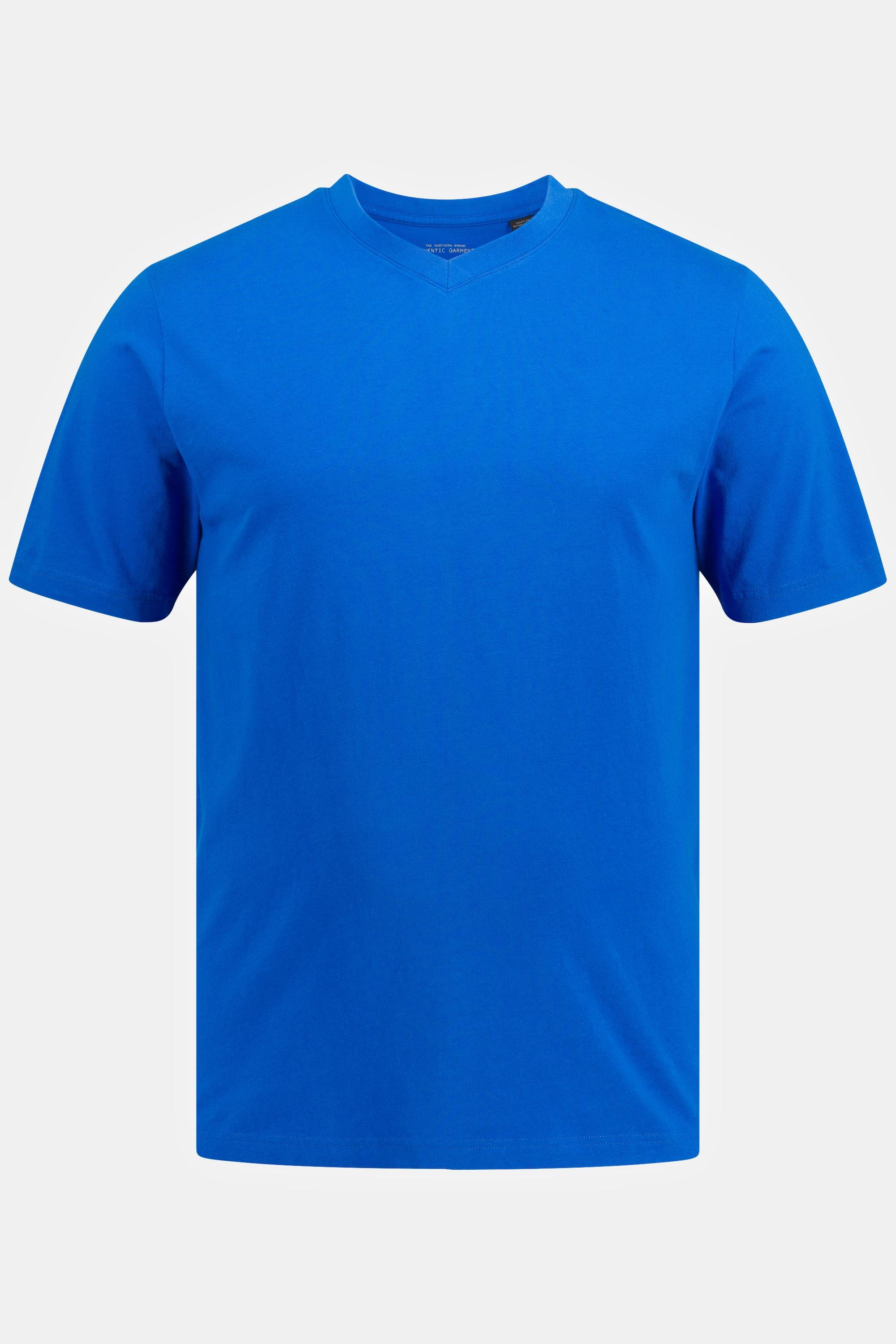 JP1880  T-shirt basic con scollo a V blu forte 