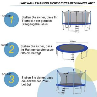Northix  Filet de sécurité pour trampoline Ø305 cm intérieur pour trampolines de jardin noir 