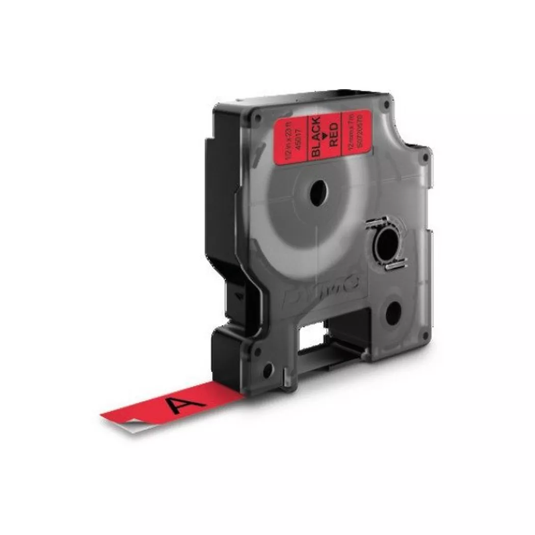 Dymo D1 Label Tape 12mmx7m Black on Red - S0720570 77165NR