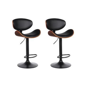 Lot de 2 tabourets de bar MONTENEGRO Hauteur Ajustable Simili Noyer