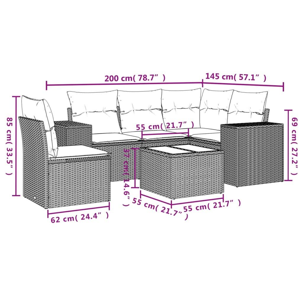 VidaXL set divano da giardino Polirattan  