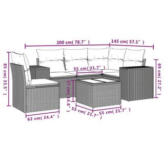 VidaXL set divano da giardino Polirattan  