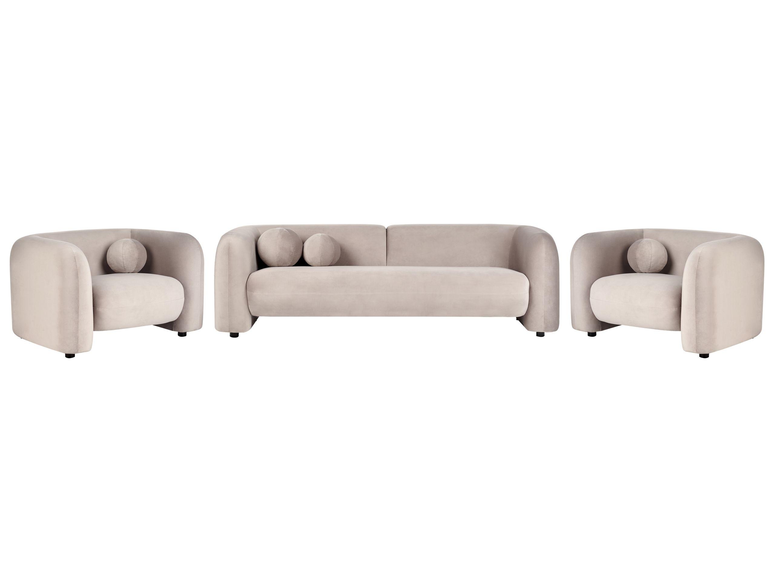 Image of 5-Sitzer-Wohnzimmer Set aus Samtstoff Glamourös LEIREN 5-Sitzer-Wohnzimmer Set aus Samtstoff Glamourös LEIREN