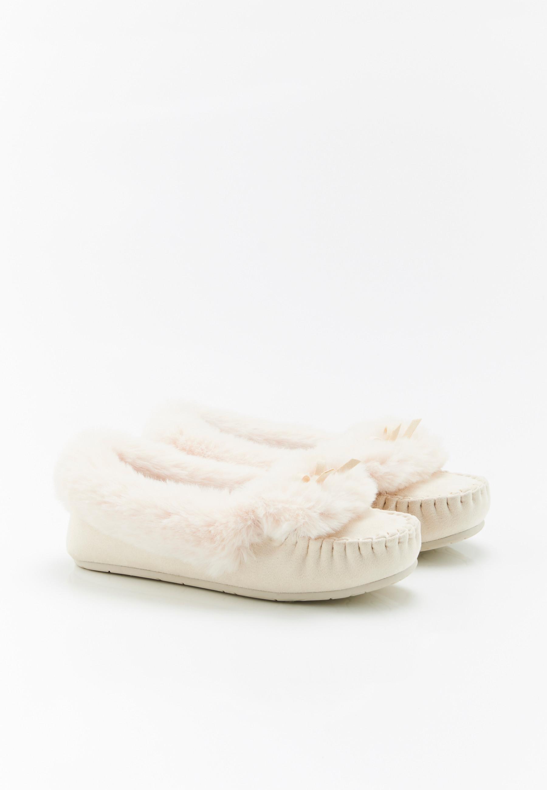 Image of Hausmokassins In Felloptik Thermolactyl Damen Braun 36