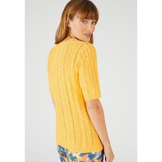 Damart  Pull effet crochet fil ruban effet crochet, plastron fantaisie féminin, col rond. 