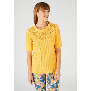 Damart  Pull effet crochet fil ruban effet crochet, plastron fantaisie féminin, col rond. 