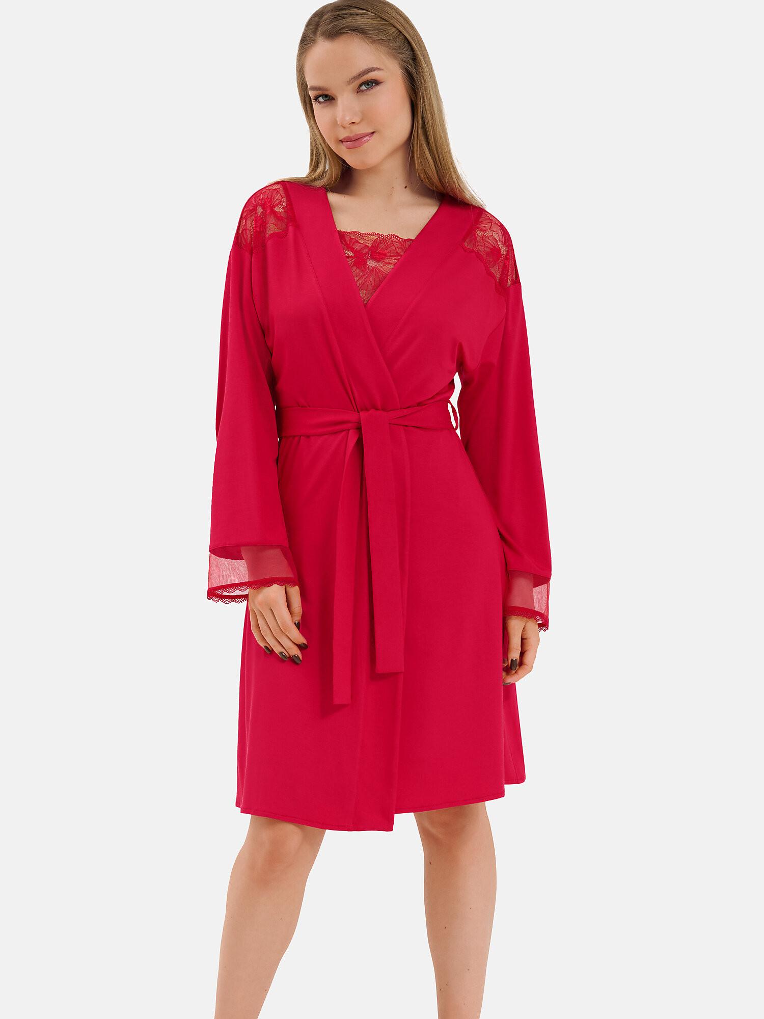 Image of Negligé Mit Langen Ärmeln Sympathy Damen Rot Bunt XL