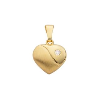 MUAU Schmuck  Pendentif coeur or jaune 750 diamant 0,02ct. 15x10mm 