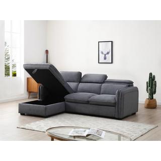 Vente-unique Ecksofa mit Schlaffunktion - Ecke links - Stoff - Grau - ORELANA  