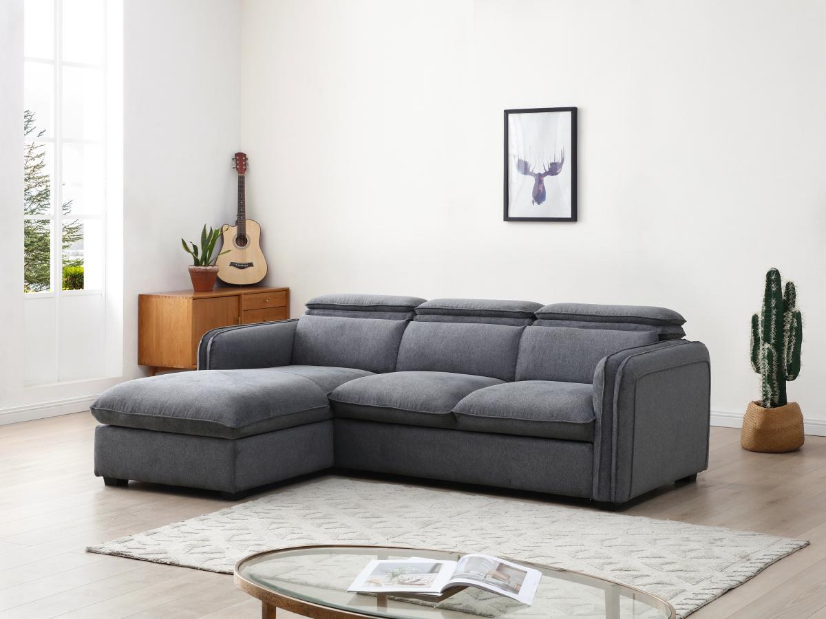 Vente-unique Ecksofa mit Schlaffunktion - Ecke links - Stoff - Grau - ORELANA  