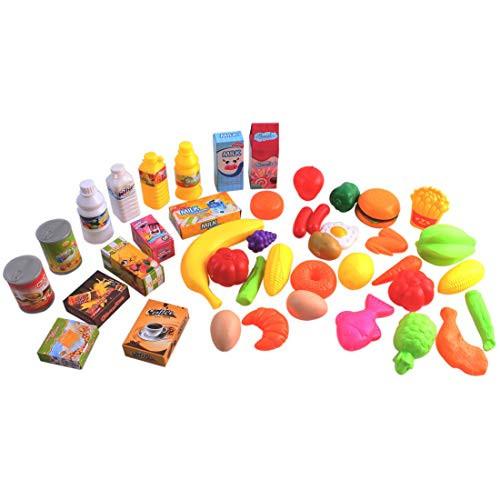 Activity-board  Coffret de jeu pour enfants, rempli de plus de 50 jouets alimentaires en plastique 