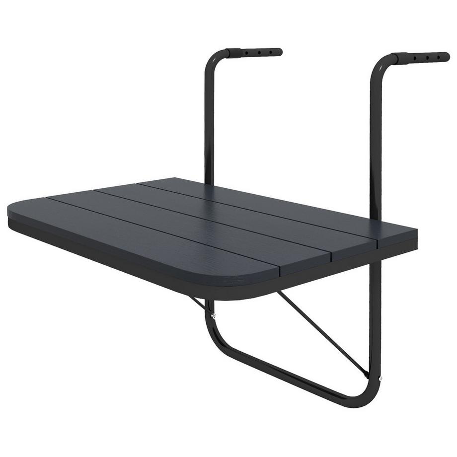 Table De Balcon À Suspendre, Table Suspendue De Balcon Pliable, Réglable En Hauteur Dans 4 Directions, Table Suspendue Pouvant Supporter Jusqu'À 25 Kg, Aluminium, 60 X 40 Cm, Noir