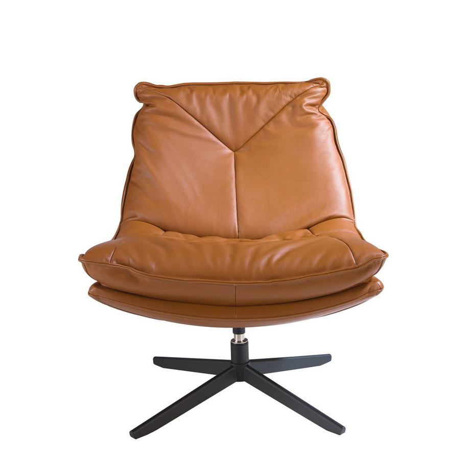 ANGEL CERDA Fauteuil pivotant en cuir marron  