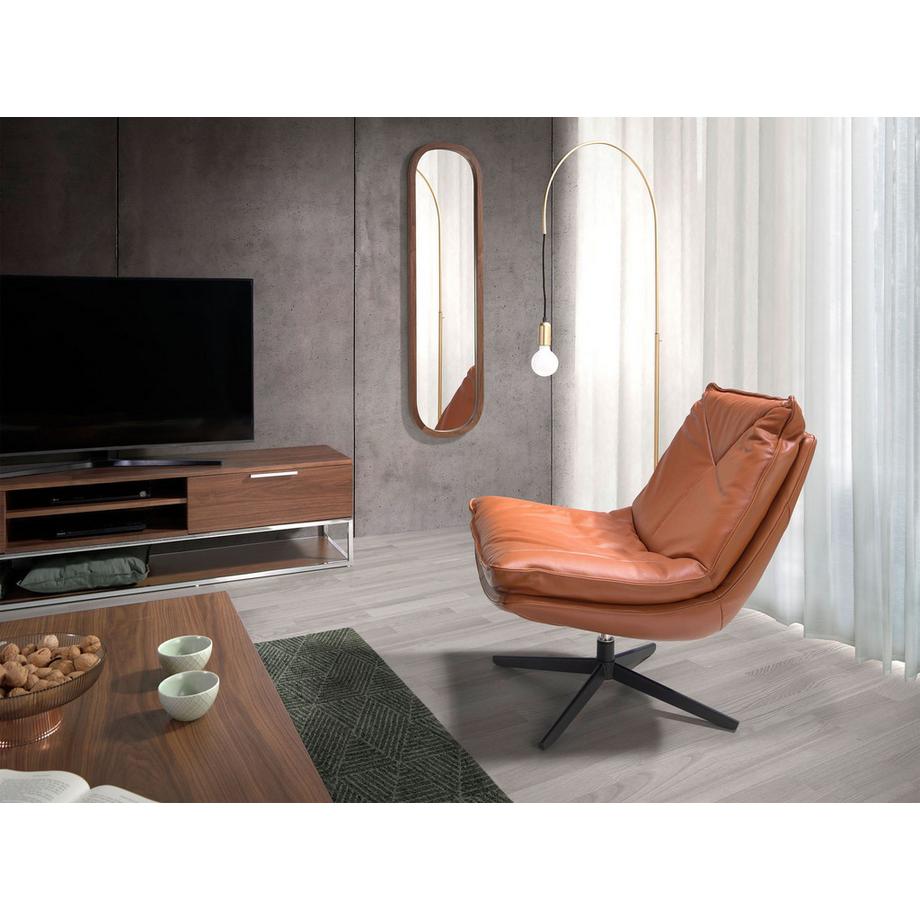 ANGEL CERDA Fauteuil pivotant en cuir marron  
