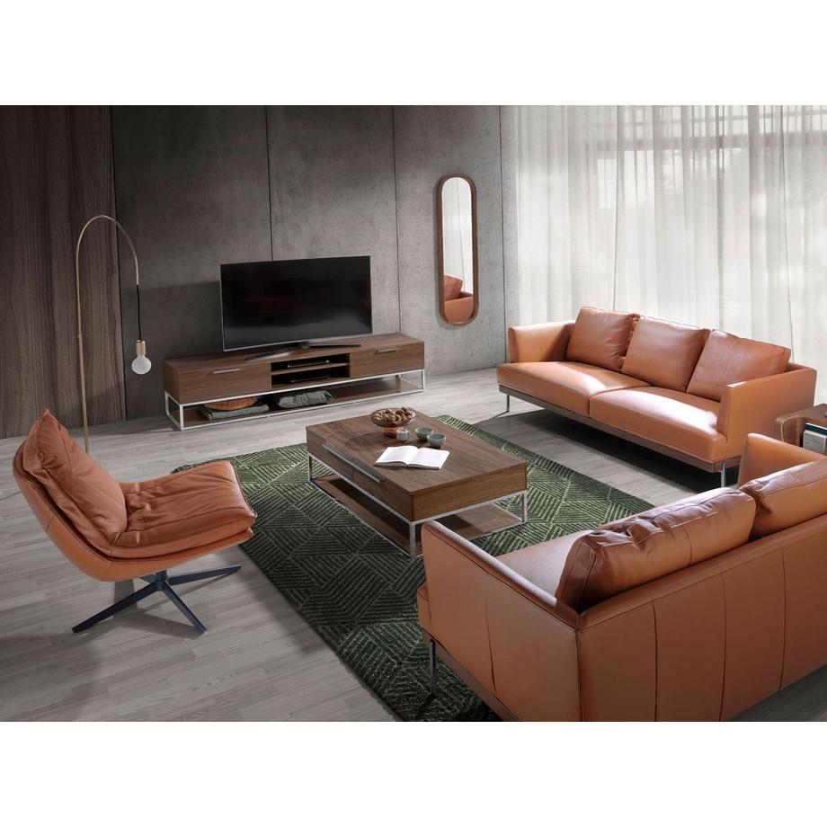 ANGEL CERDA Fauteuil pivotant en cuir marron  