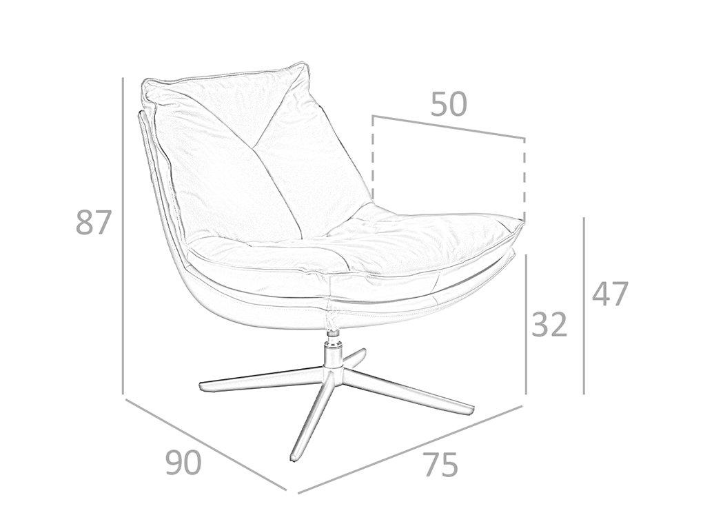 ANGEL CERDA Fauteuil pivotant en cuir et acier noir  