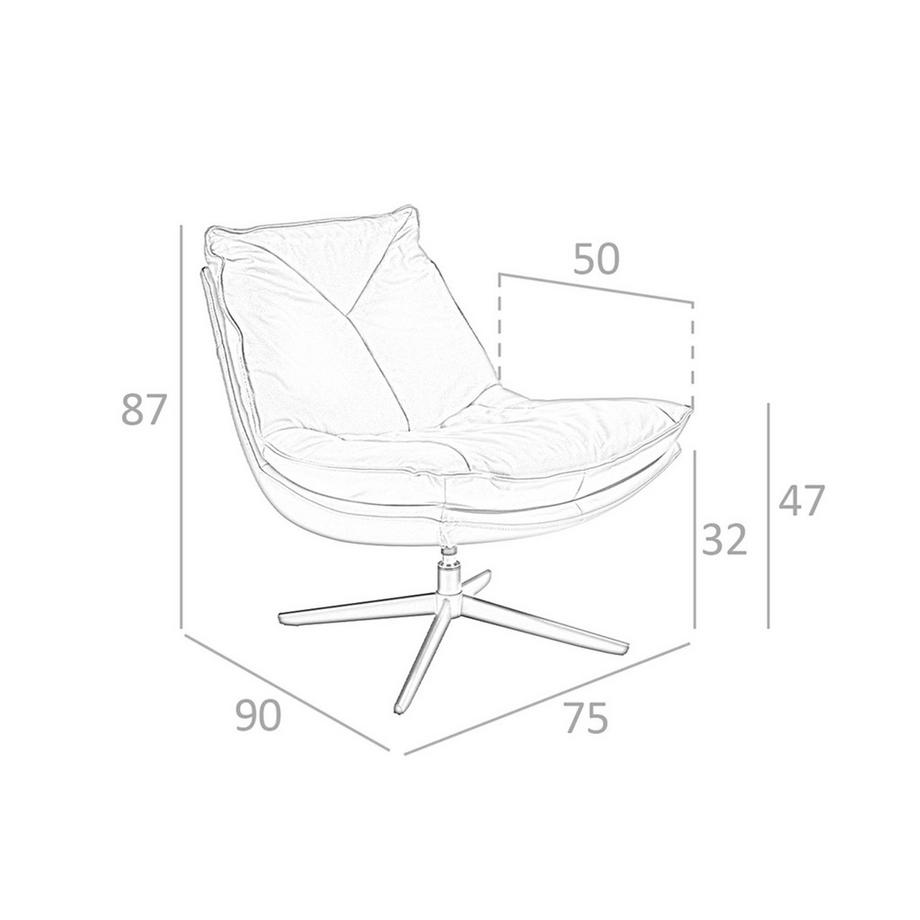 ANGEL CERDA Fauteuil pivotant en cuir marron  