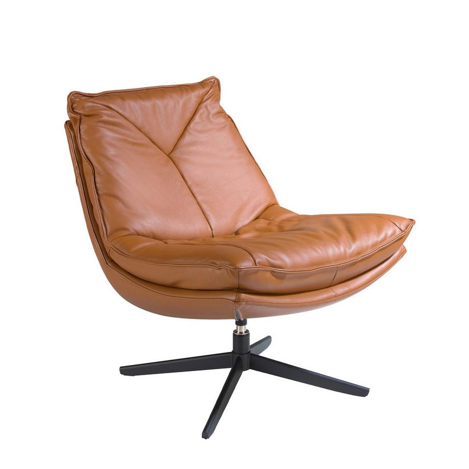 Fauteuil pivotant en cuir marron