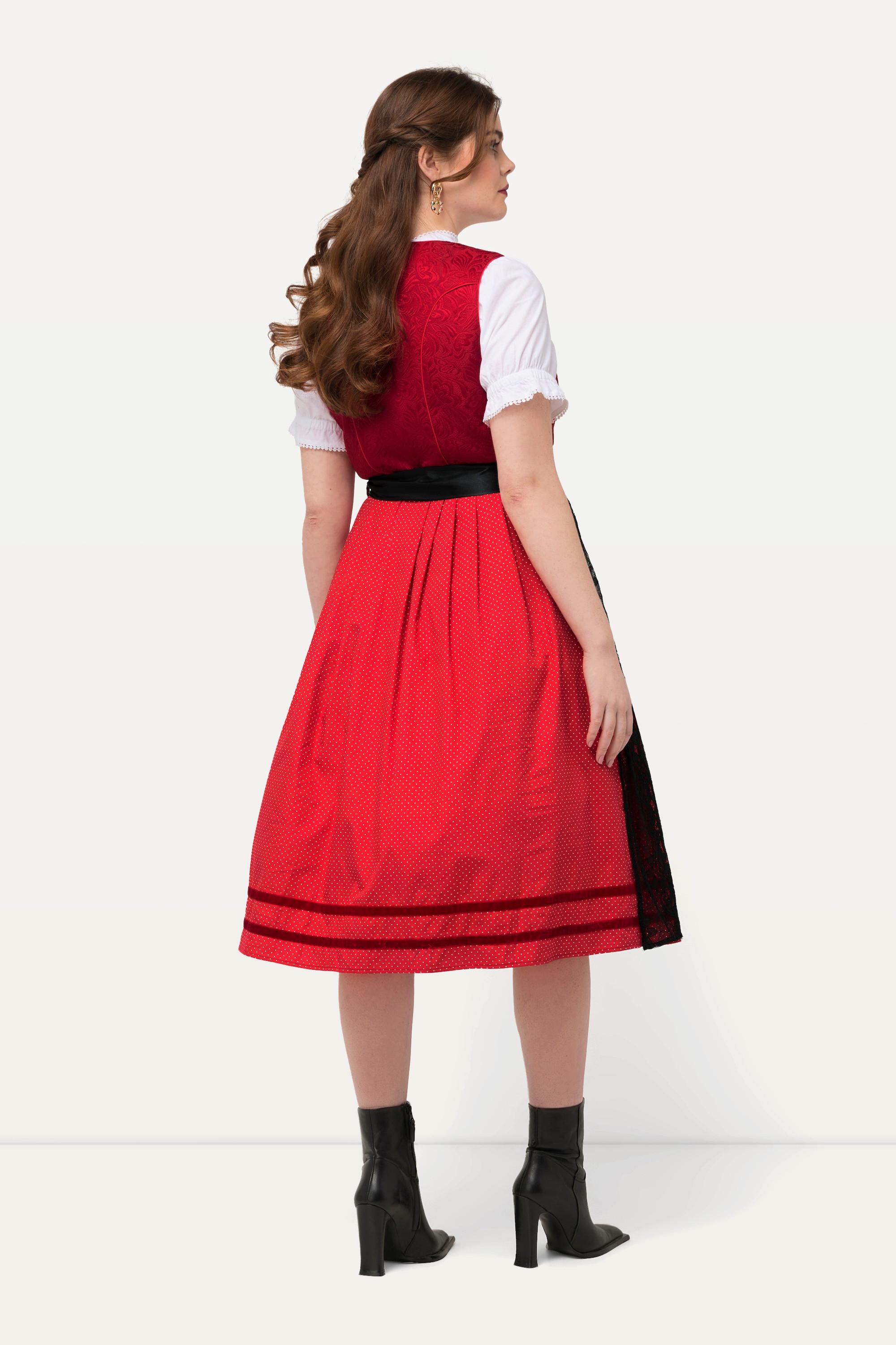 Ulla Popken  Dirndl, Spitzenschürze, Carree-Ausschnitt, ärmellos 