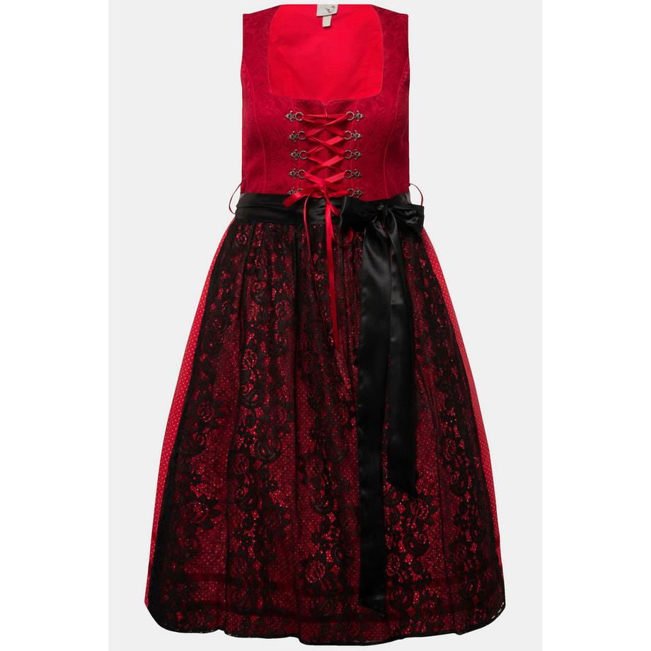 Ulla Popken Dirndl Grembiule Pizzo Scollo Rettangolare Senza Maniche  