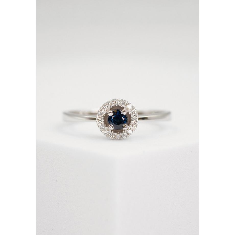 MUAU Schmuck  Bague en or blanc 750 diamant 0,096ct. saphir 0,26ct. 