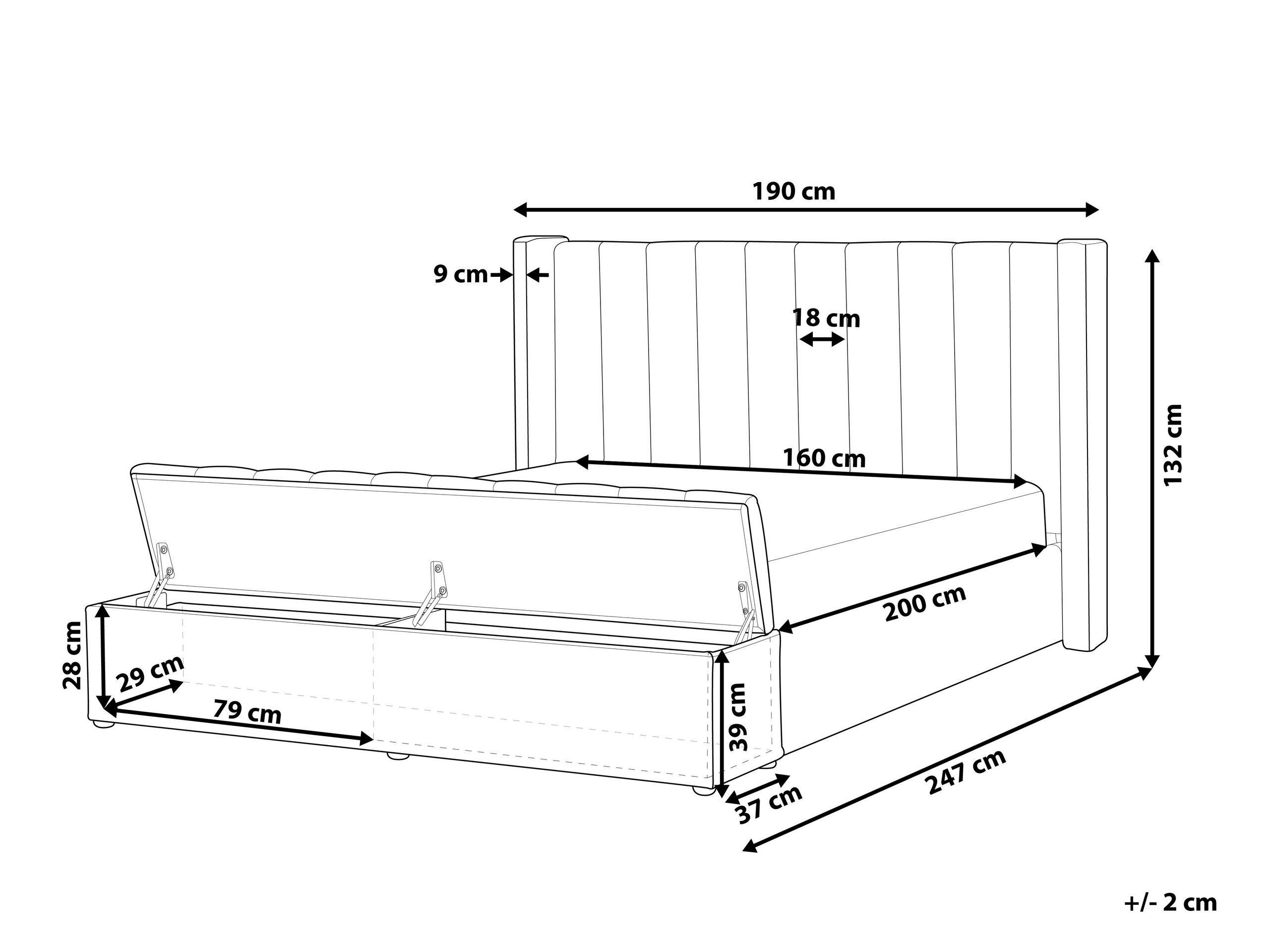 Beliani Bett mit Lattenrost aus Samtstoff Modern NOYERS  