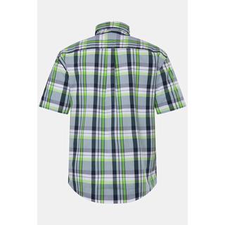 JP1880  Camicia a quadri dalla vestibilità moderna con mezze maniche e colletto button-down verde chiaro 