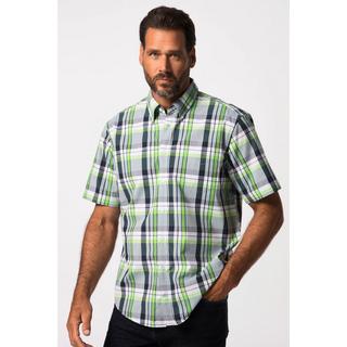 JP1880  Camicia a quadri dalla vestibilità moderna con mezze maniche e colletto button-down verde chiaro 