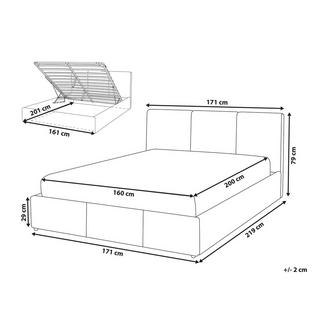 Beliani Bett mit Bettkasten aus Samtstoff BOUSSE  