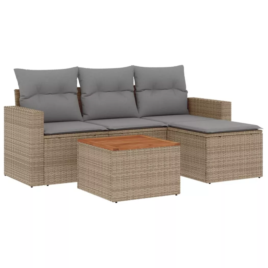 VidaXL - set divano da giardino Polirattan, One Size, Beige