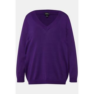 Ulla Popken  Maglione in morbida maglia fine con scollo a V e maniche lunghe 