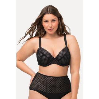 Ulla Popken  Reggiseno con quadri vellutati, ferretto, coppe morbide, mesh e coppa B-E 